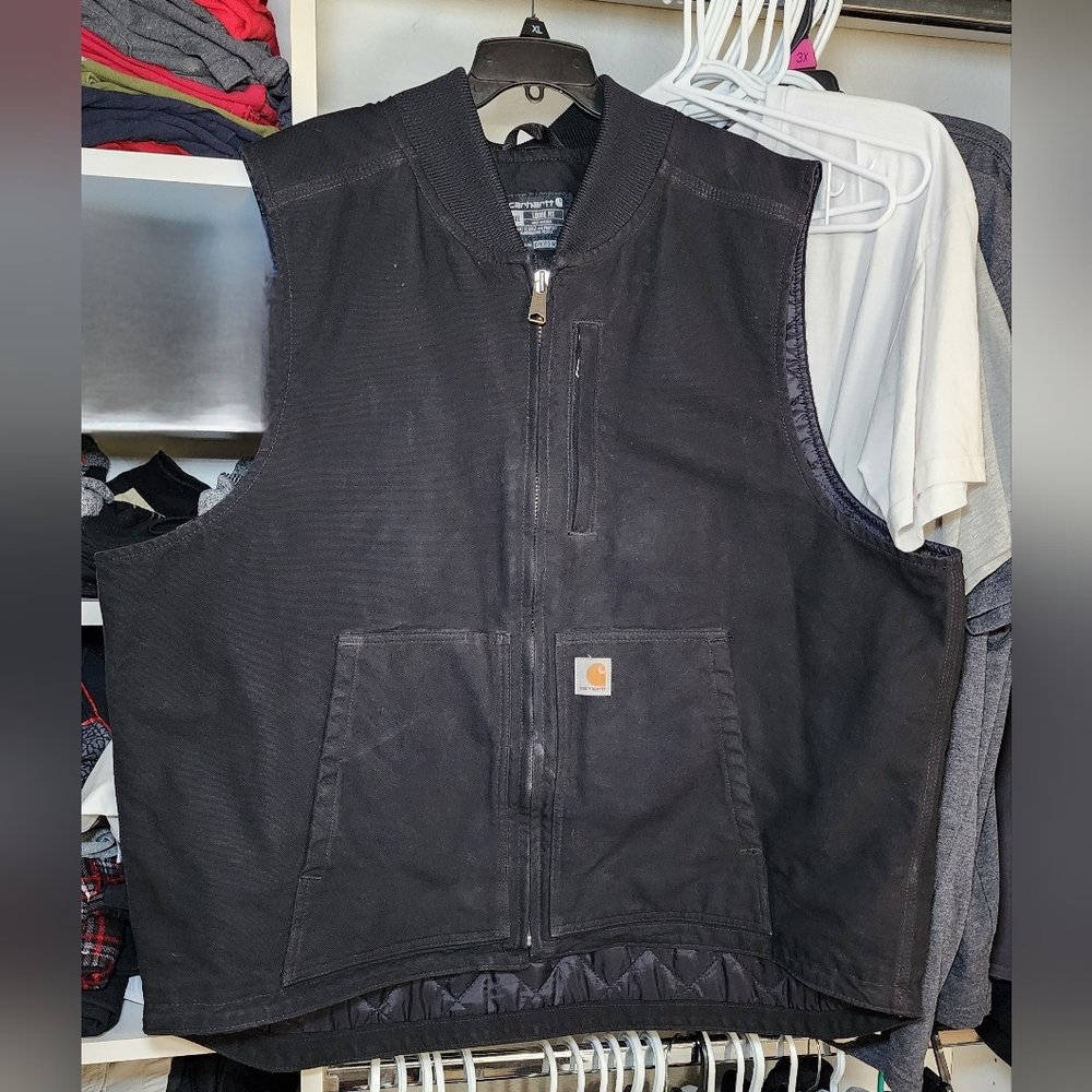 Loose Fit Washed Duck Insulated Rib Collar Vest (2XL)
